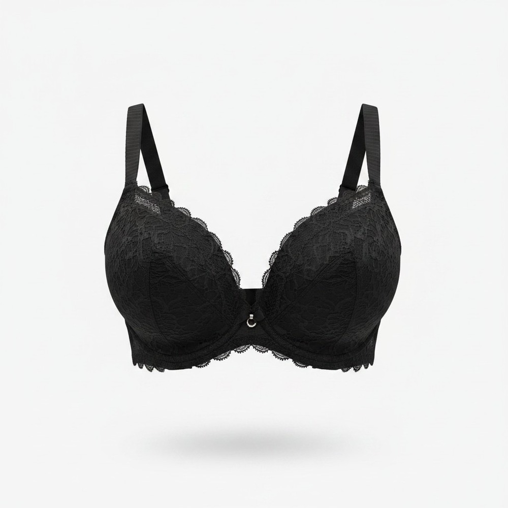 Chantelle Women's Bra Lace Demi Sheer 3641 Black Geometrical Print 32D